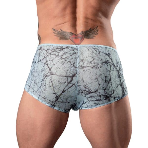 Male Power Marble Mesh Micro Mini Short Silver Blue L - Image 3