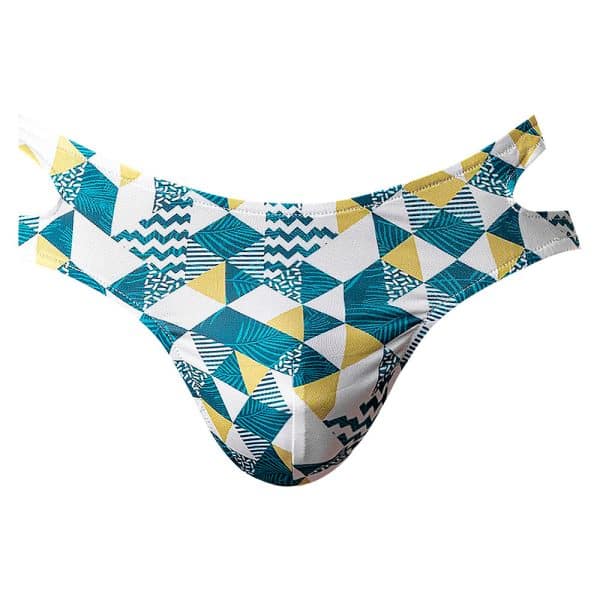 Male Power Cut It Out! Cutout Thong Blue/White S/M - Image 4