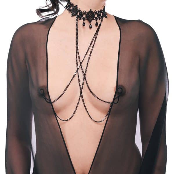Sportsheets Sex & Mischief Lace Collar with Nipple Ties - Image 2