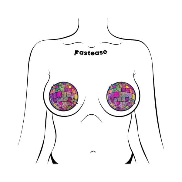 Pastease Disco Ball Nipple Covers Shimmering Glitter Pasties - Image 2