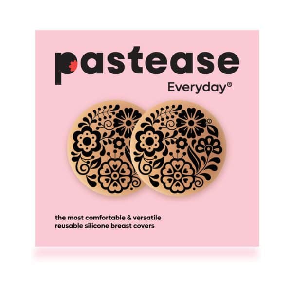 Pastease Halos Reusable Sticky Adhesive Silicone Nipple Cover Floral Nude Large D+ Cup - Image 6