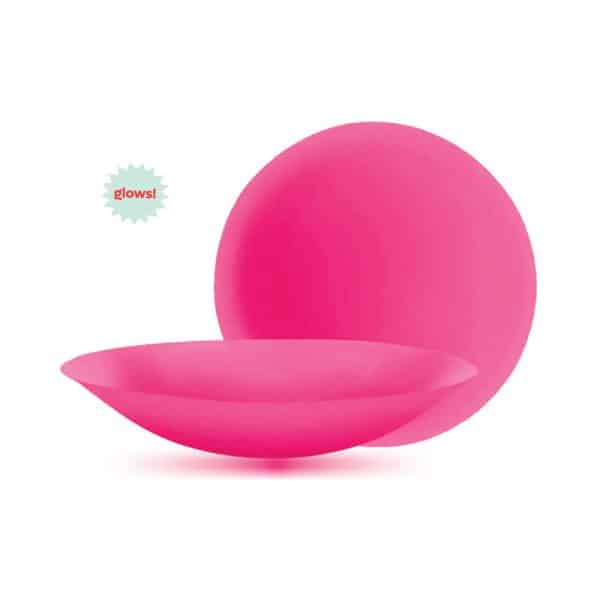 Pastease Halos Reusable Sticky Adhesive Silicone Nipple Cover Neon Pink Glow-in-the-Dark Large D+ Cup - Image 2
