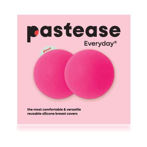 Pastease Halos Reusable Sticky Adhesive Silicone Nipple Cover Neon Pink Glow-in-the-Dark Large D+ Cup - Image 4