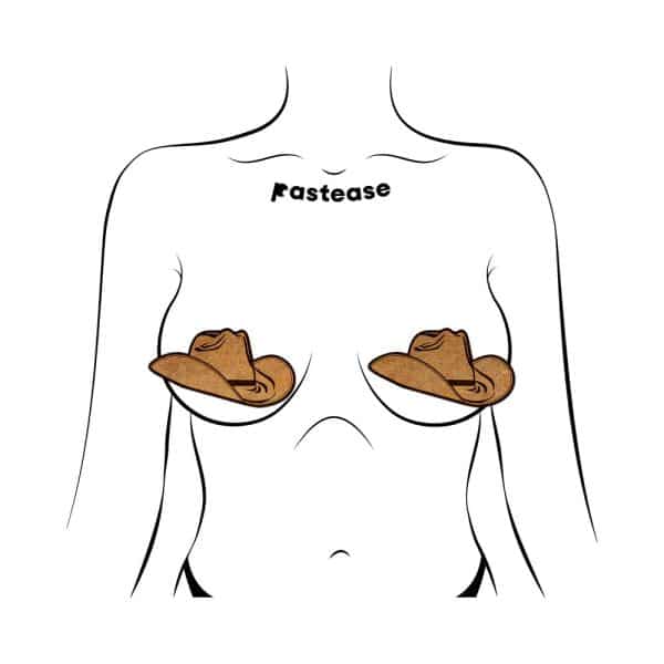 Pastease Wild West Brown Suede Cowboy Hat Nipple Pasties Stylish Nipple Covers - Image 2