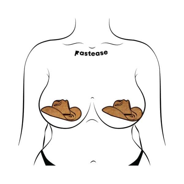 Pastease Wild West Brown Suede Cowboy Hat Nipple Pasties Stylish Nipple Covers - Image 3