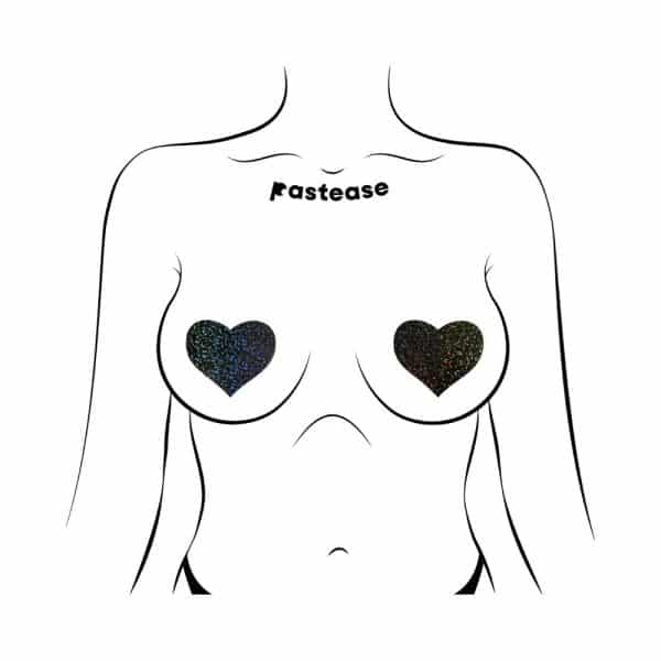 Pastease Love: Black Glitter Hearts Pasties - Image 2