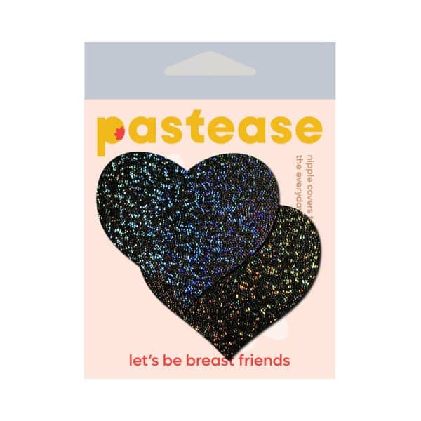 Pastease Love: Black Glitter Hearts Pasties - Image 4