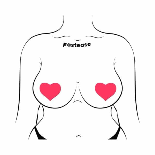 Pastease Love: Glow-in-the-Dark Neon Pink Heart Pasties Nipple Covers - Image 3