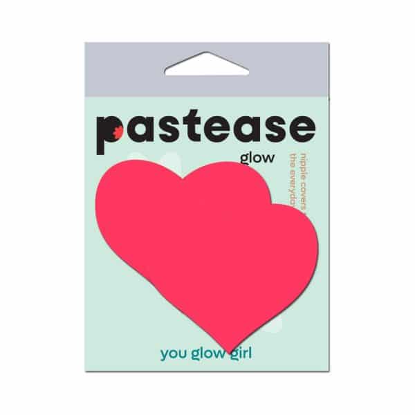 Pastease Love: Glow-in-the-Dark Neon Pink Heart Pasties Nipple Covers - Image 7