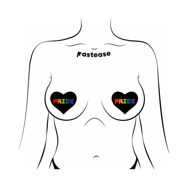 Pastease Love: Rainbow ''PRIDE'' on Black Heart Pasties - Image 2