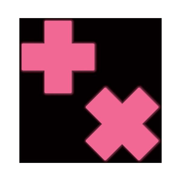 Pastease Plus X: Glow-in-the-Dark Neon Pink Cross Pasties Nipple Covers - Image 4