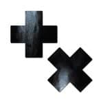 Pastease Plus X: Faux Latex Pleather Vinyl Black Cross Pasties