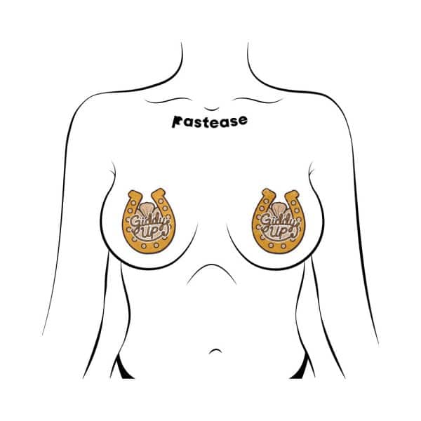 Pastease Giddy Up Sparkling Horseshoe Golden Nipple Covers - Image 2