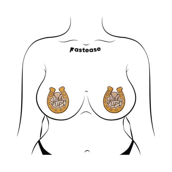 Pastease Giddy Up Sparkling Horseshoe Golden Nipple Covers - Image 3