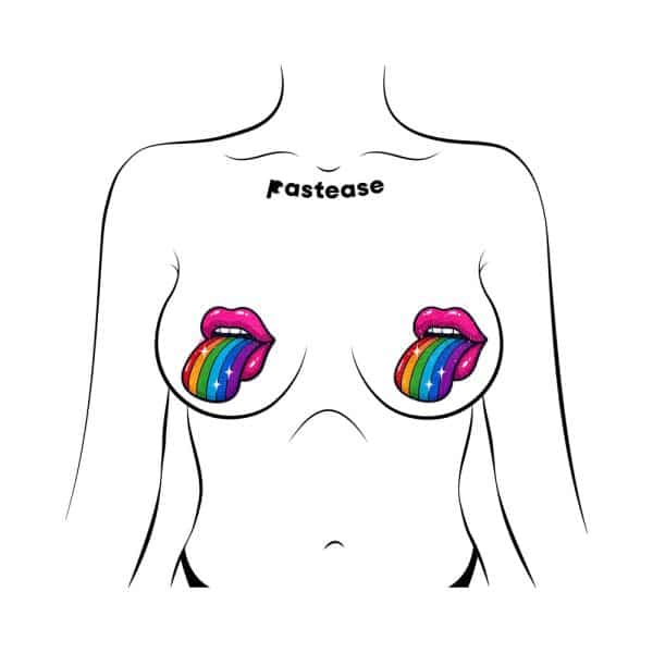 Pastease Taste the Rainbow Sparkling Tongue Out Breast Covers - Image 2