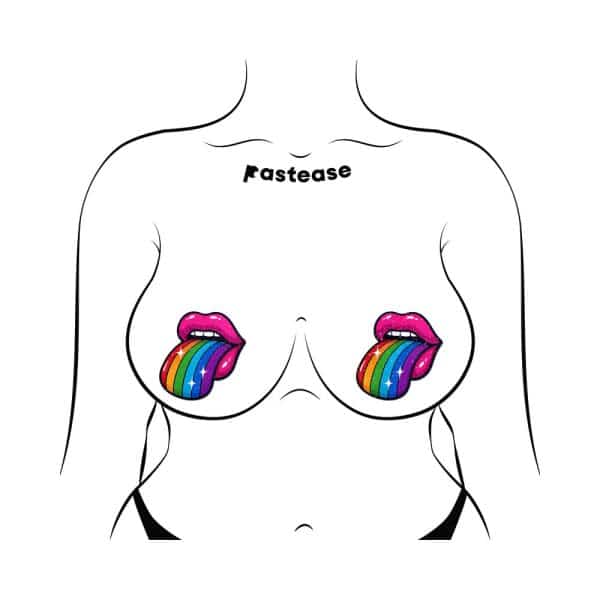 Pastease Taste the Rainbow Sparkling Tongue Out Breast Covers - Image 3