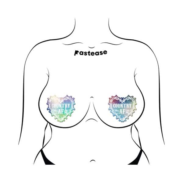 Pastease Country AF Barbed Wire Heart Pasties Holographic Nipple Covers - Image 3