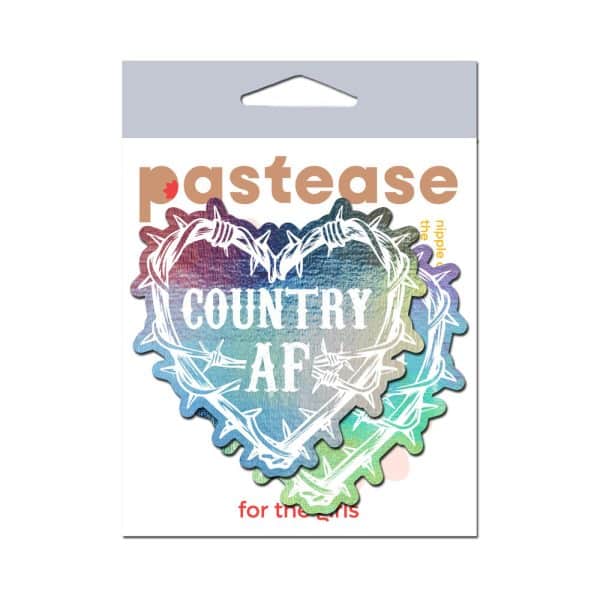 Pastease Country AF Barbed Wire Heart Pasties Holographic Nipple Covers - Image 4
