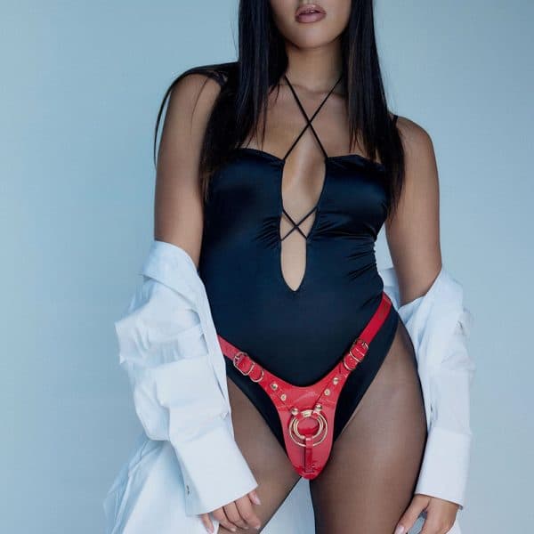 Strap-On-Me Leatherette Harness Fabulous One Size Red Glossy - Image 3