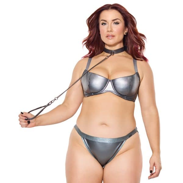 Coquette Pleasure Collar & Leash Grey - Image 10