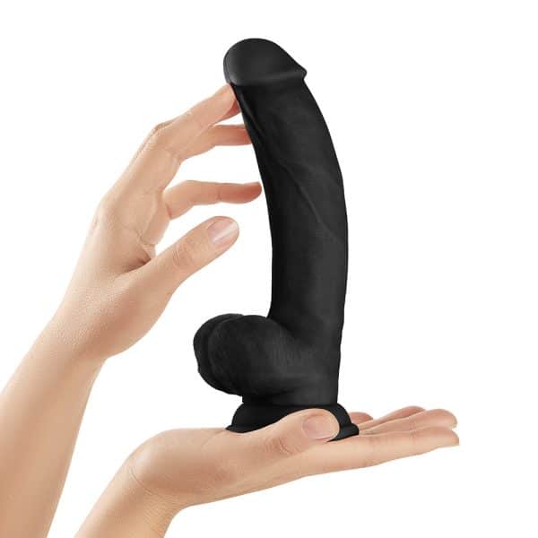 Shaft Model C 9.5 in. Liquid Silicone Dong with Balls Black - Image 4