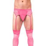 Prowler Lace Garter Set Pink XL