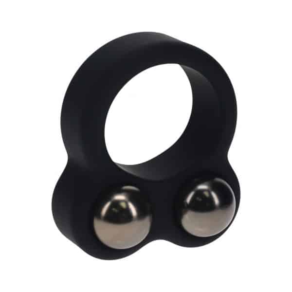 LEVELZ Liquid Silicone Double Weighted Ball Cock Ring Black - Image 2