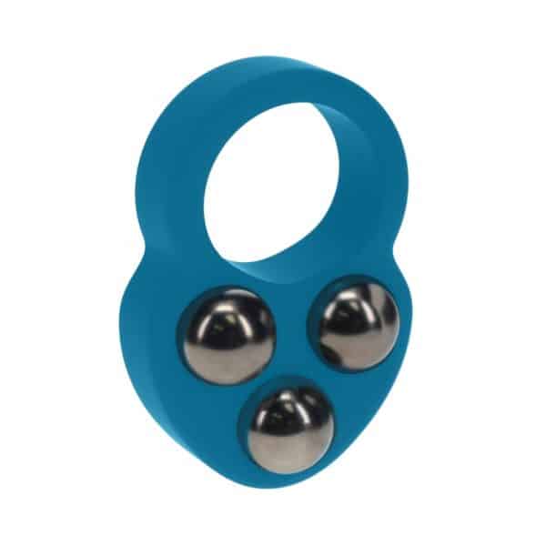 LEVELZ Liquid Silicone Triple Weighted Ball Cock Ring Teal - Image 2