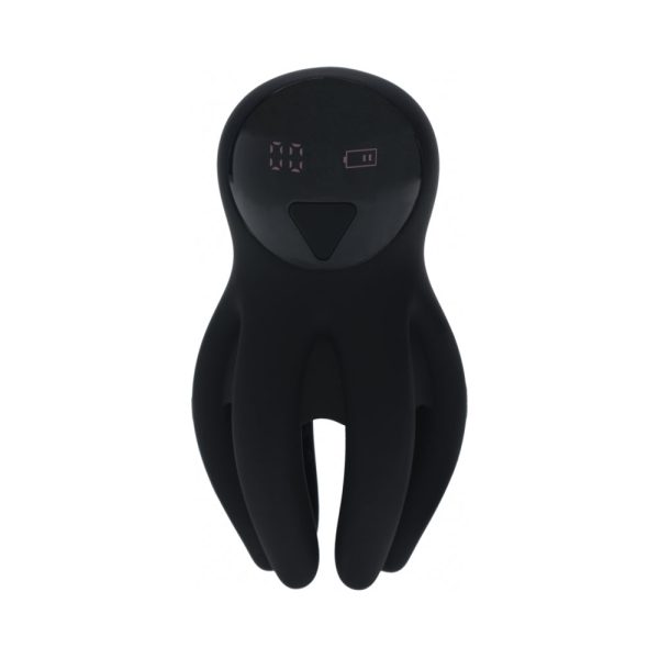 LEVELZ Digital Vibrating Silicone Penis Head Stimulator with Tentacles Black - Image 2