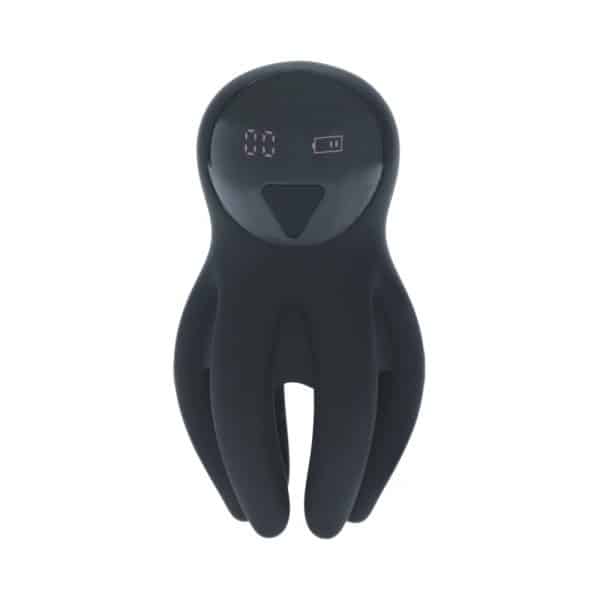 LEVELZ Digital Vibrating Silicone Penis Head Stimulator with Tentacles Black - Image 4