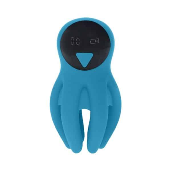 LEVELZ Digital Vibrating Silicone Penis Head Stimulator with Tentacles Teal - Image 2