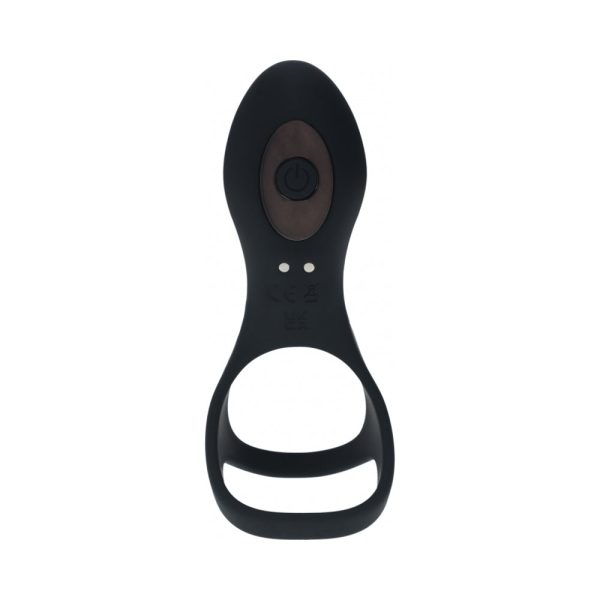 LEVELZ Vibrating Silicone Cock & Ball Ring with Shaft Loop Black - Image 3