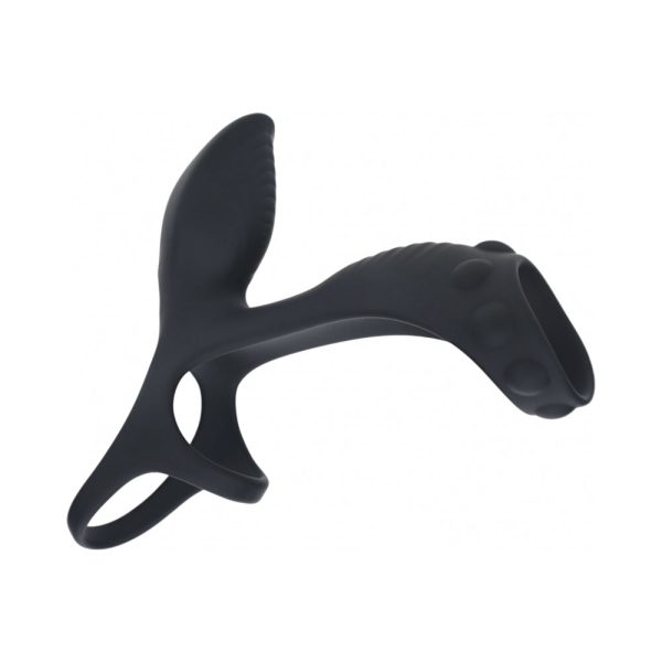 LEVELZ Vibrating Silicone Cock & Ball Ring with Shaft Loop Black - Image 4