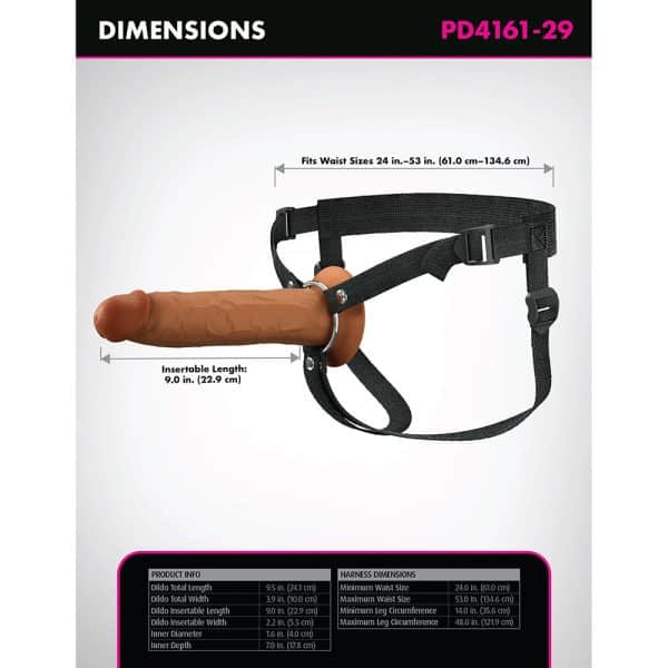 Fantasy X-Tensions Elite Silicone Hollow Strap-On Dual Density 9in Brown - Image 8