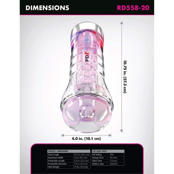 PDX Elite ViewTube XXL See Thru EZ-Grip LED Stroker Clear - Image 7