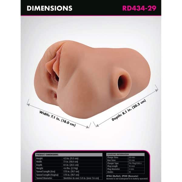 PDX Plus Double Pounder Vibrating Squeeze Stroker Brown - Image 8