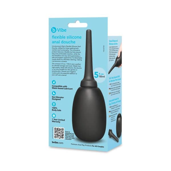 b-Vibe Flexible Silicone Anal Douche Black - Image 9