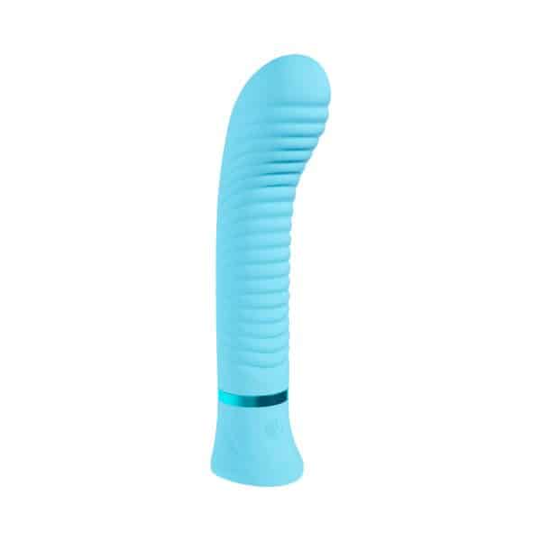 Loveline Divine Rechargeable Silicone Ribbed G-Spot Vibrator Blue - Image 2