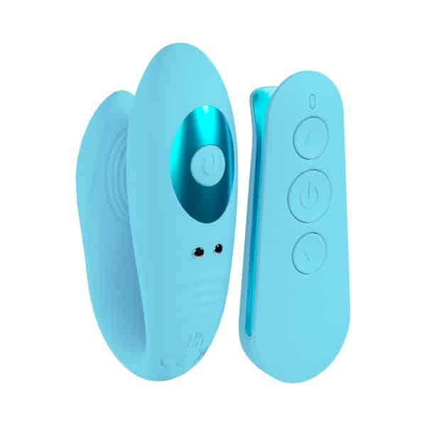 Loveline Charme Rechargeable Silicone Dual Motor Vibrator Blue - Image 2