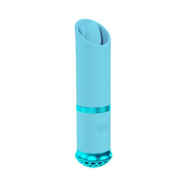 Loveline Luxe Rechargeable Silicone Mini Lipstick Vibrator Blue - Image 2