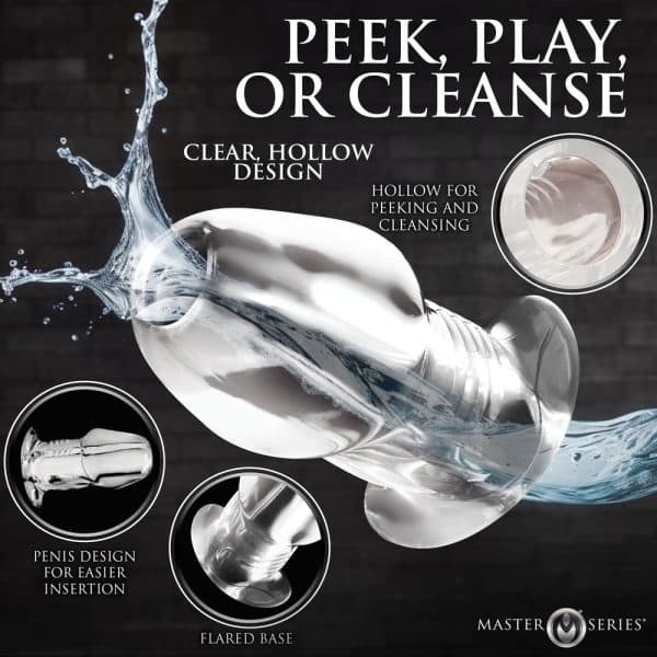 Master Series Dicked Clear Hollow Anal Plug Large - Image 8