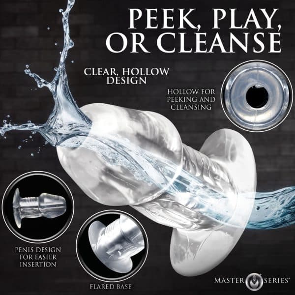 Master Series Dicked Clear Hollow Anal Plug Medium - Image 8