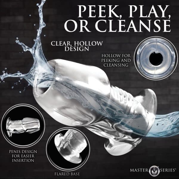 Master Series Dicked Clear Hollow Anal Plug Small - Image 8