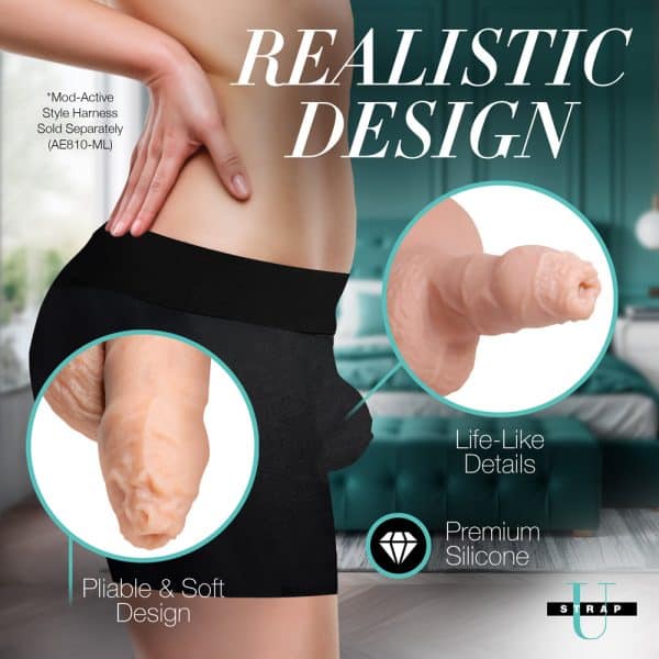 Strap U 5.1 in. Uncut Silicone Packer Dildo Light - Image 10
