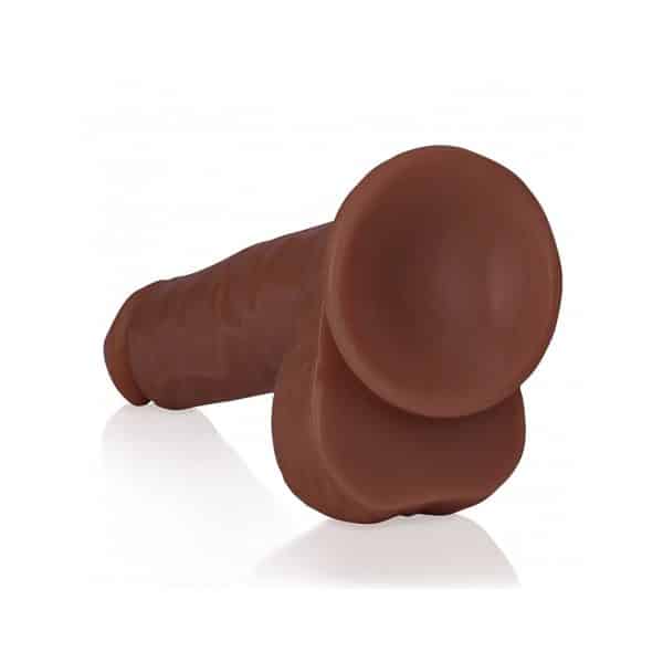 RealRock 7 in. Cock with Balls Straight Brown - Image 5