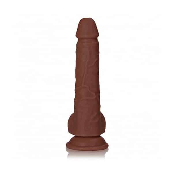 RealRock 8 in. Cock with Balls Straight Brown - Image 3