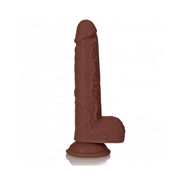 RealRock 8 in. Cock with Balls Straight Brown - Image 6