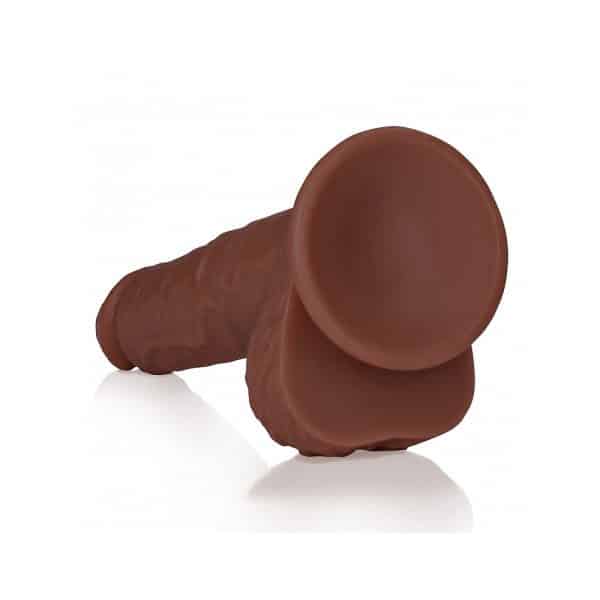RealRock 8 in. Cock with Balls Straight Brown - Image 4