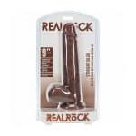 RealRock 9 in. Cock with Balls Straight Brown