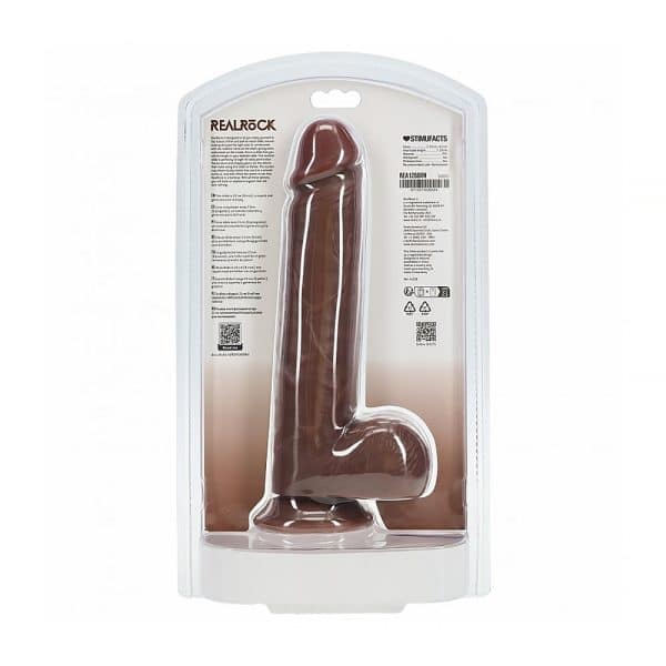 RealRock 9 in. Cock with Balls Straight Brown - Image 6
